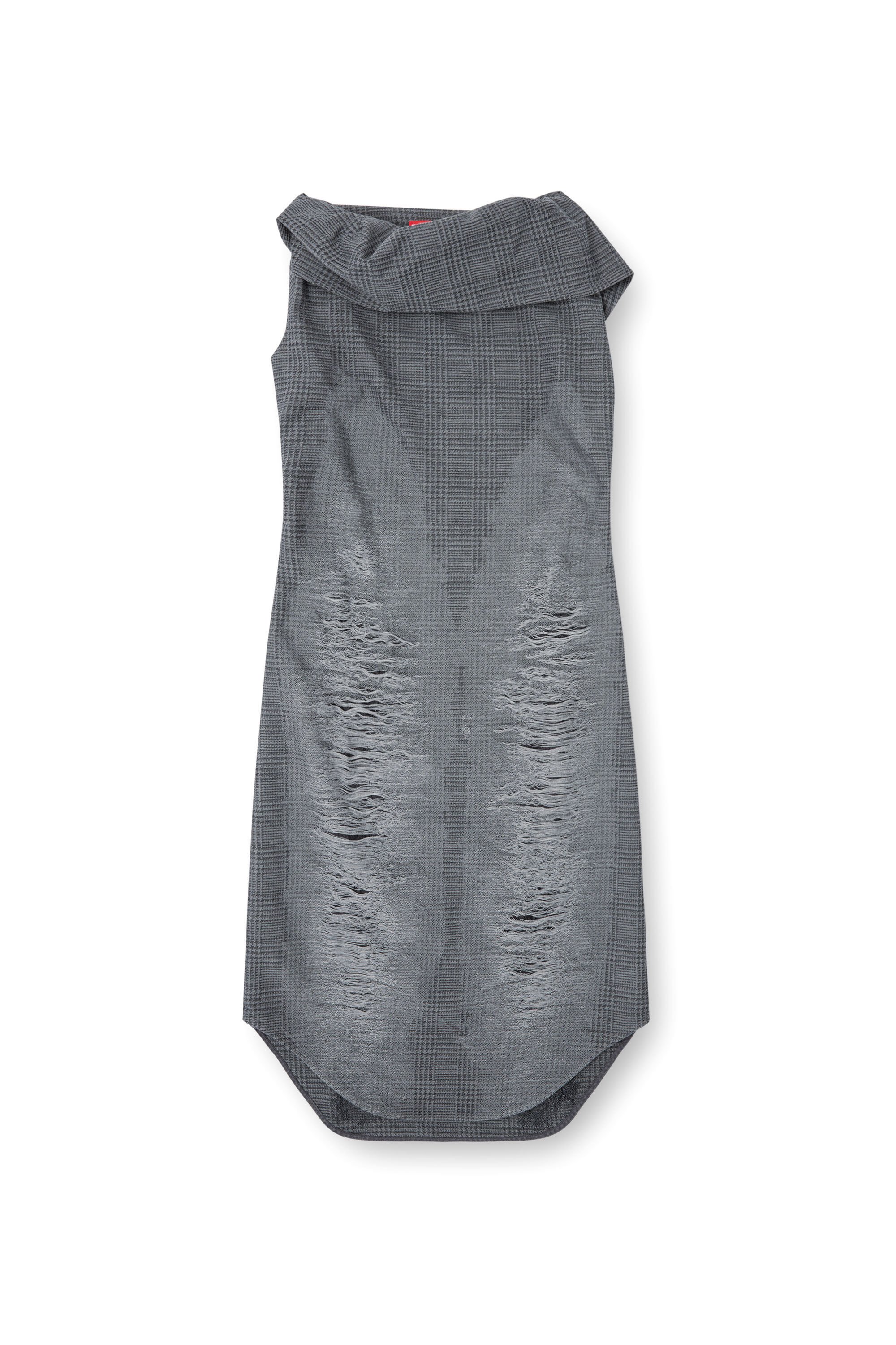 Diesel - D-MAUVE, Woman's Prince of Wales midi dress with distressing in Grey - 2