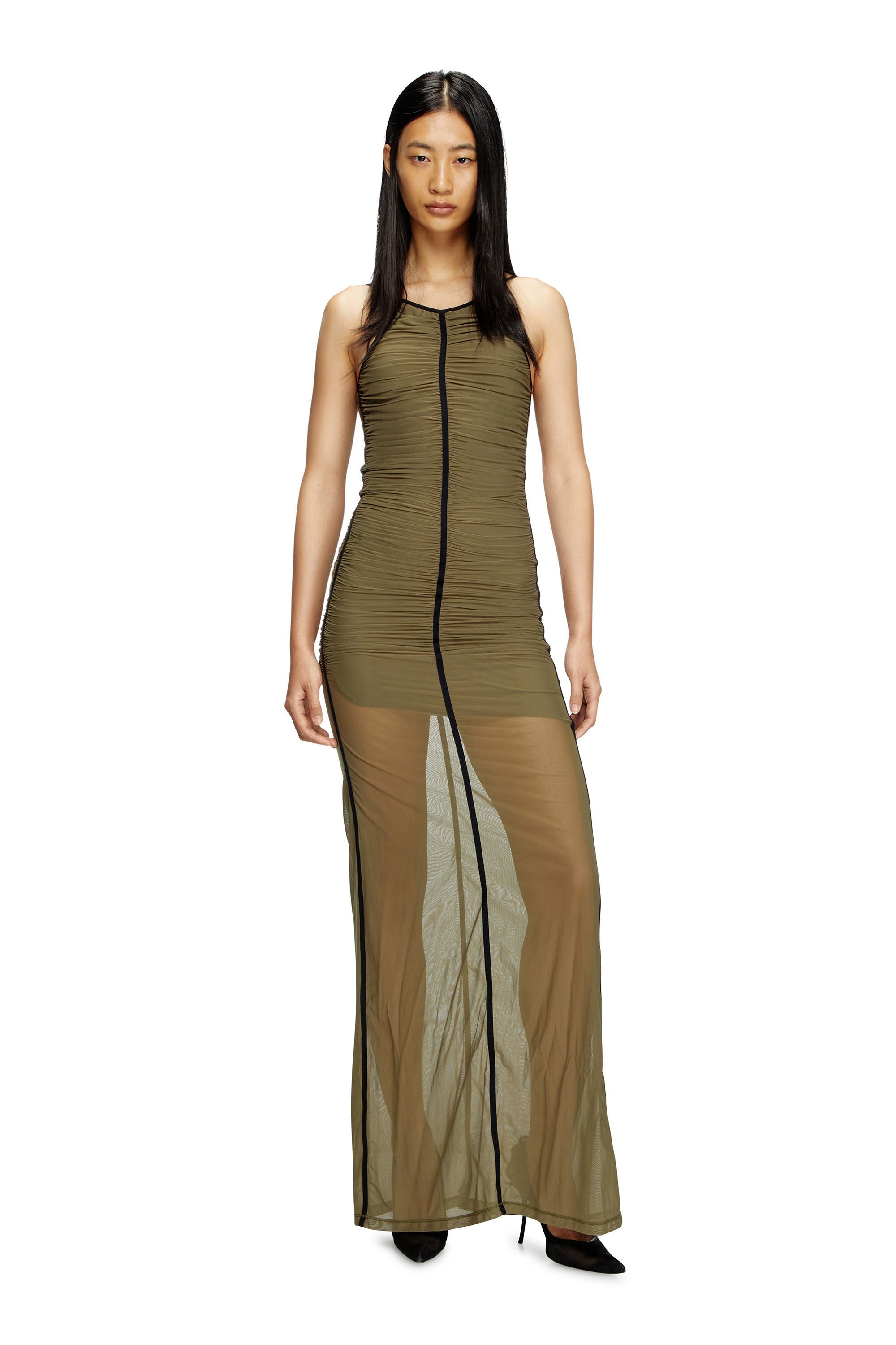 Diesel - D-AMAMI, Woman's Maxi dress with spaghetti straps in Green - 1
