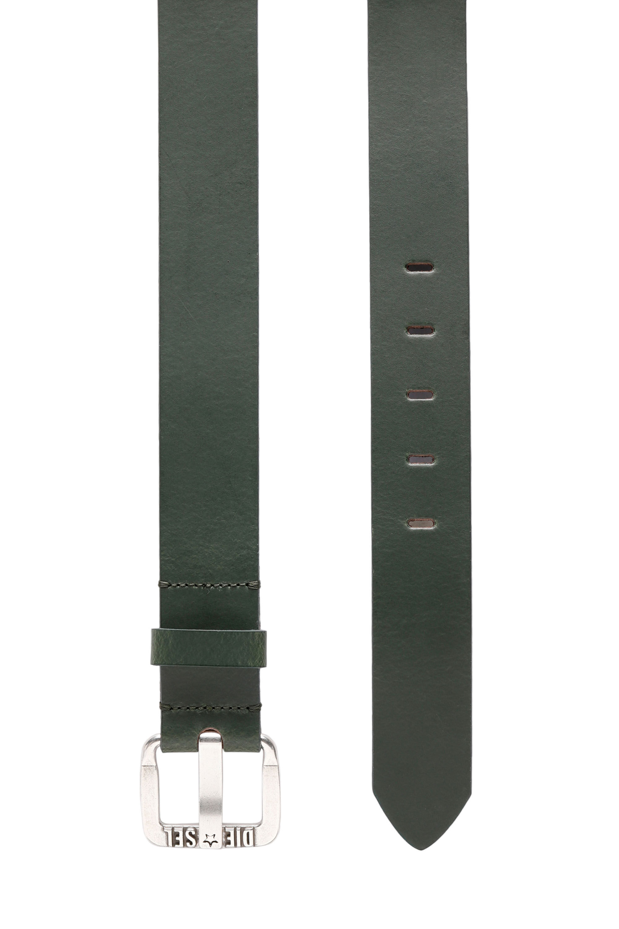 Diesel - B-STAR II, Man's 3.9cm leather belt with metal star logo buckle in Green - 3