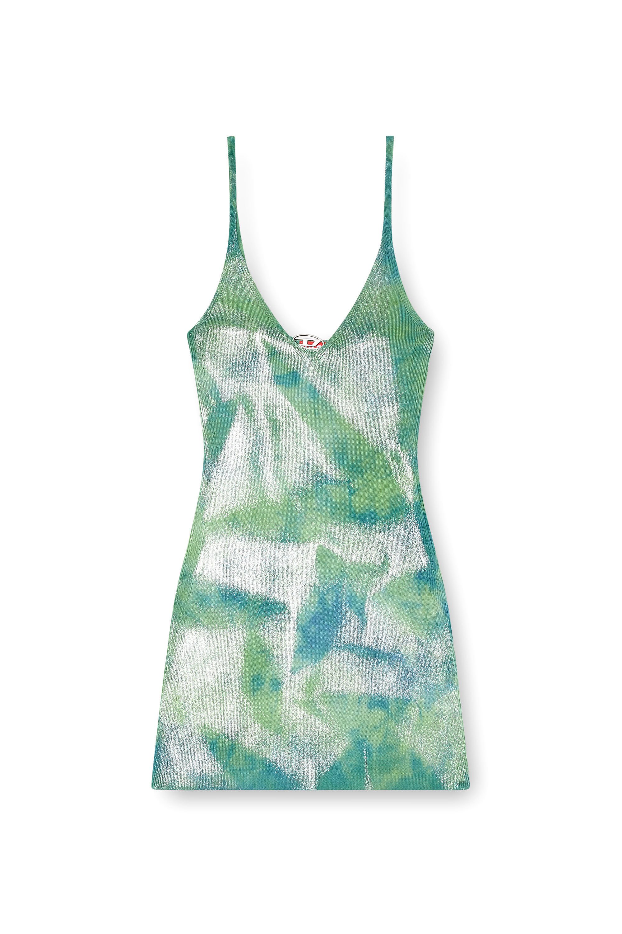 Diesel - M-ISMA, Woman's Knitted dress with metallic accent in Blue/Green - 2