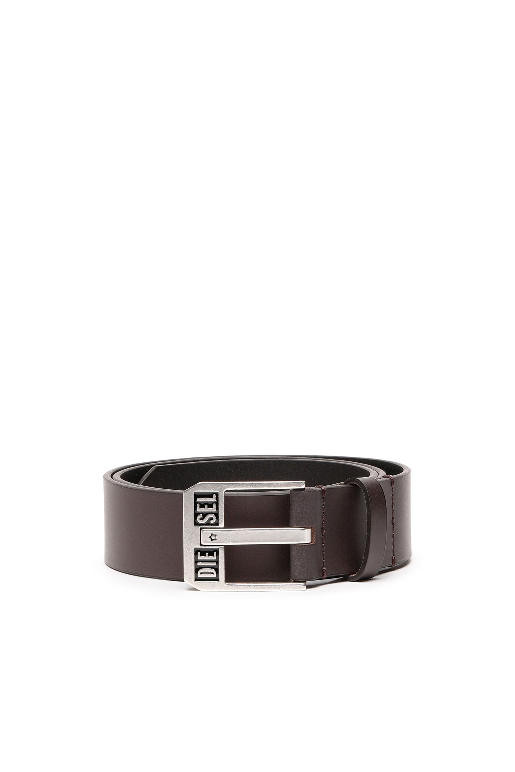 Diesel - BLUESTAR II, Man's Leather belt with star logo buckle in Brown - 1