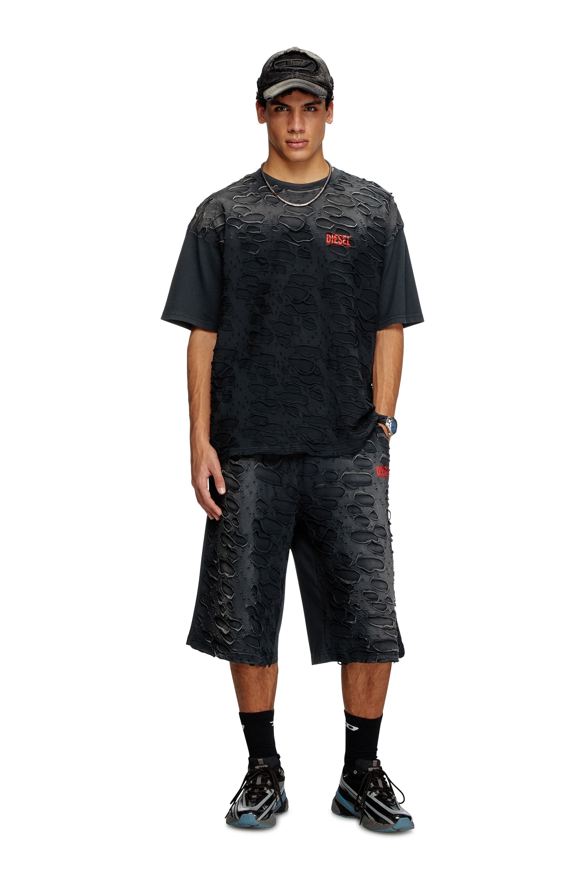 Diesel - T-BOXT-R29, Man's T-shirt with hole detail in Black - 1