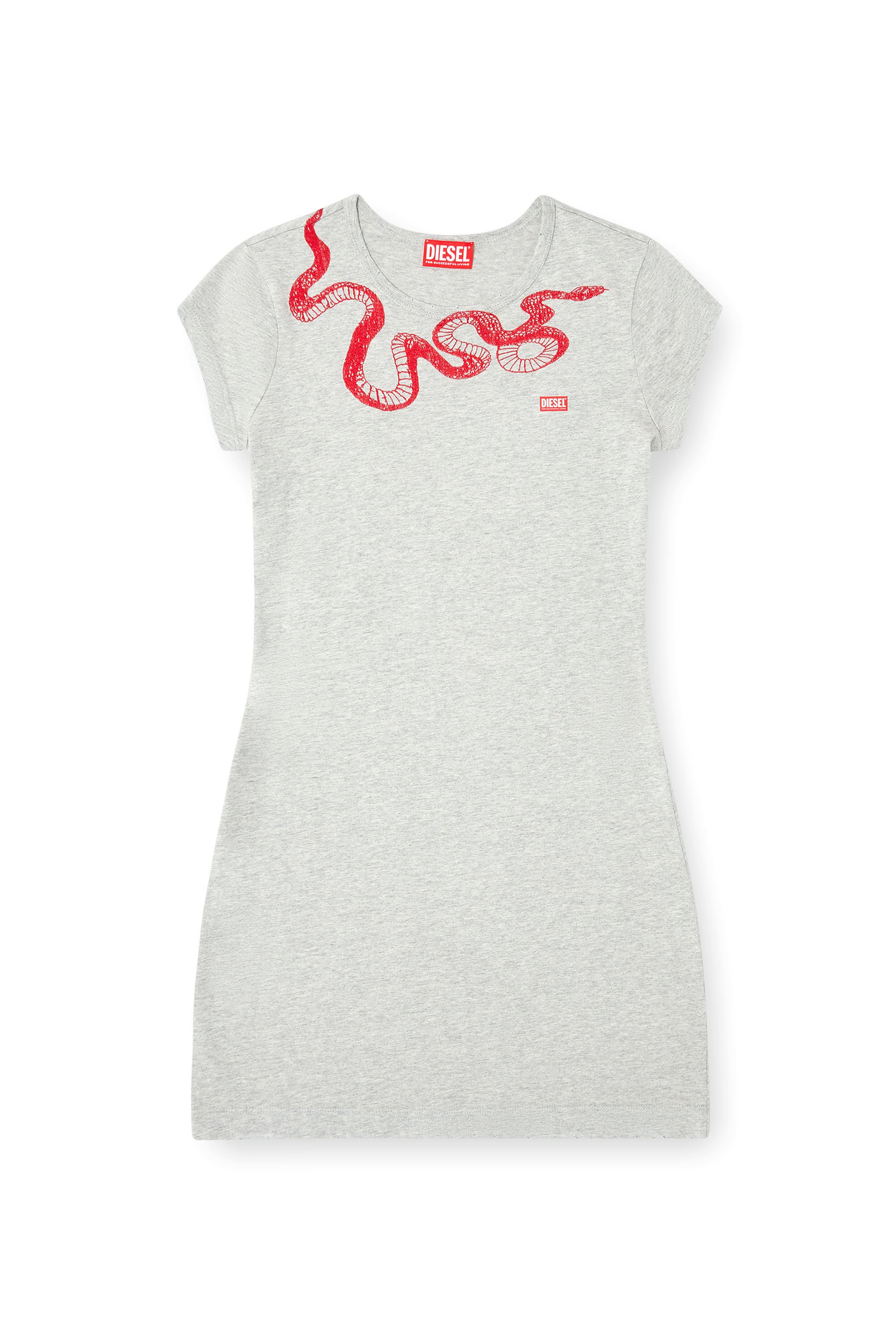 Diesel - CL-D-ANGIEL-MEL-SNAKE, Woman's Short T-shirt dress with snake embroidery in Grey - 2