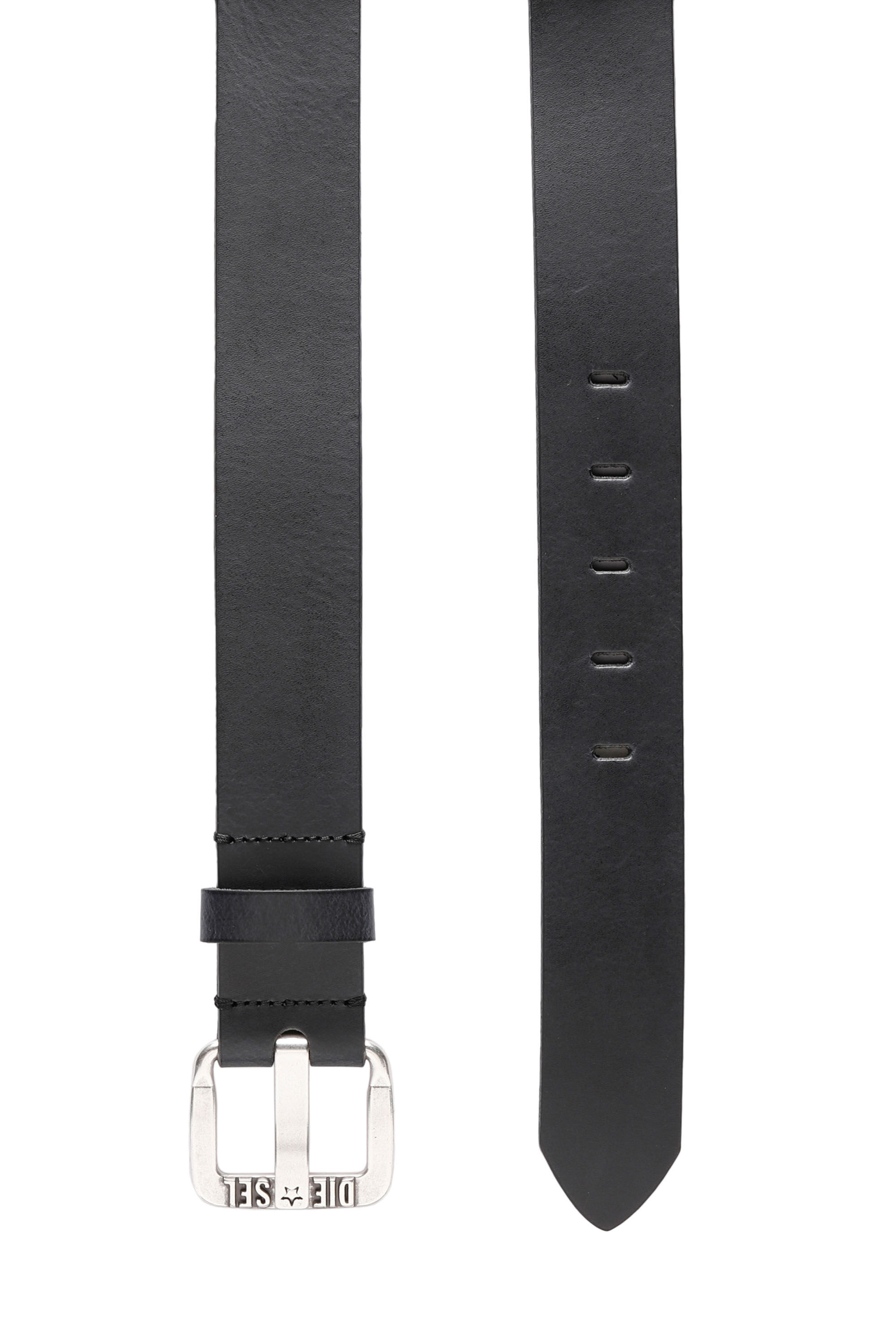 Diesel - B-STAR II, Man's 3.9cm leather belt with metal star logo buckle in Black - 3