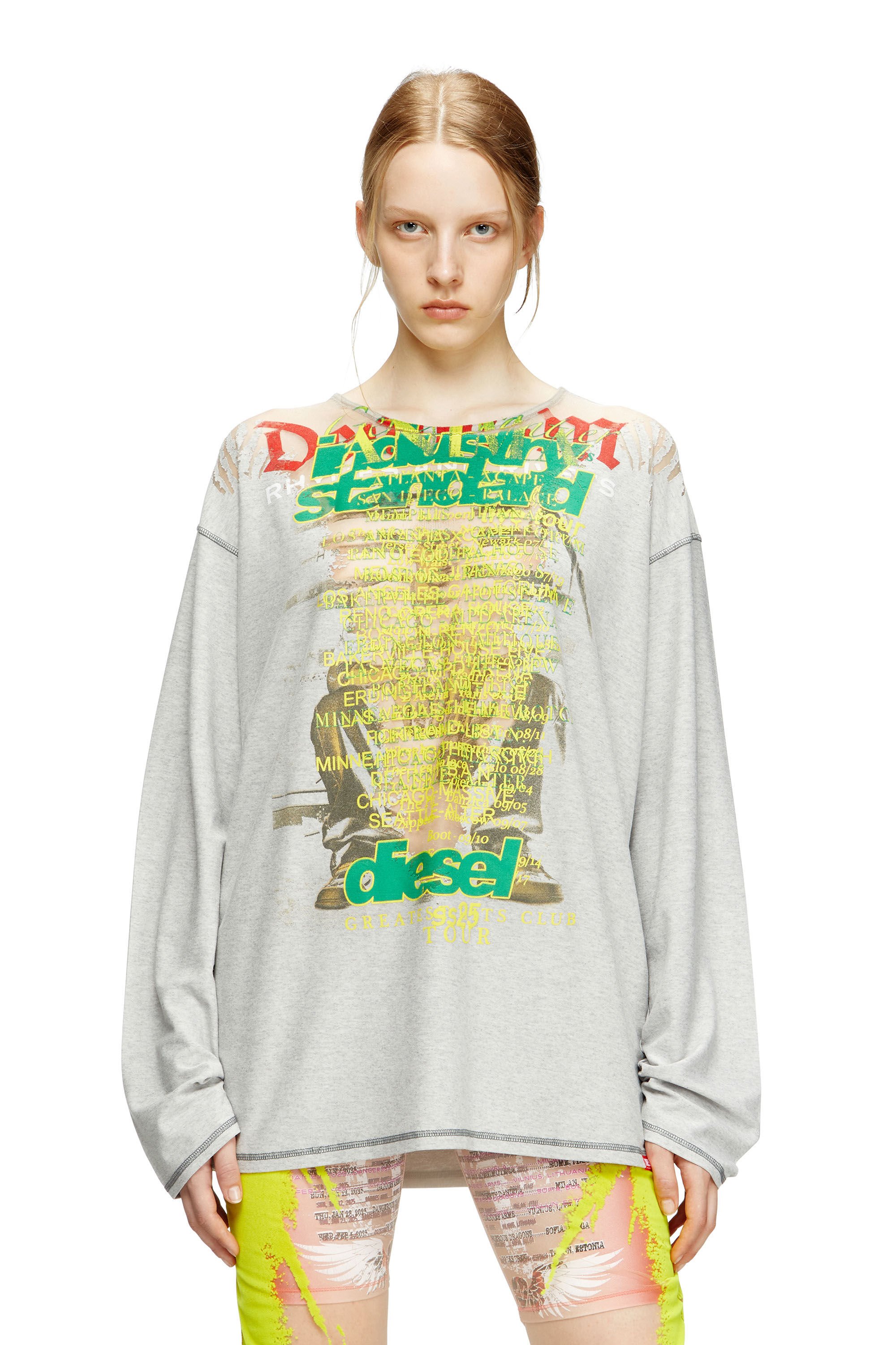 Diesel - T-JERRY-B, Unisex's Long-sleeve T-shirt with lyrics print in Grey - 6