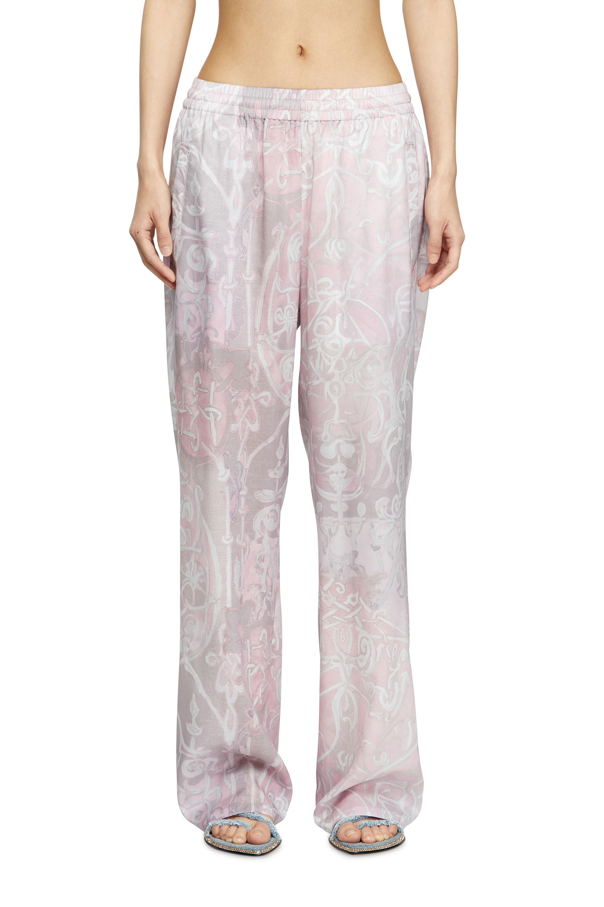 Diesel - P-THECK-A-AJFW, Unisex's Track pants with medieval print in Pink - 1