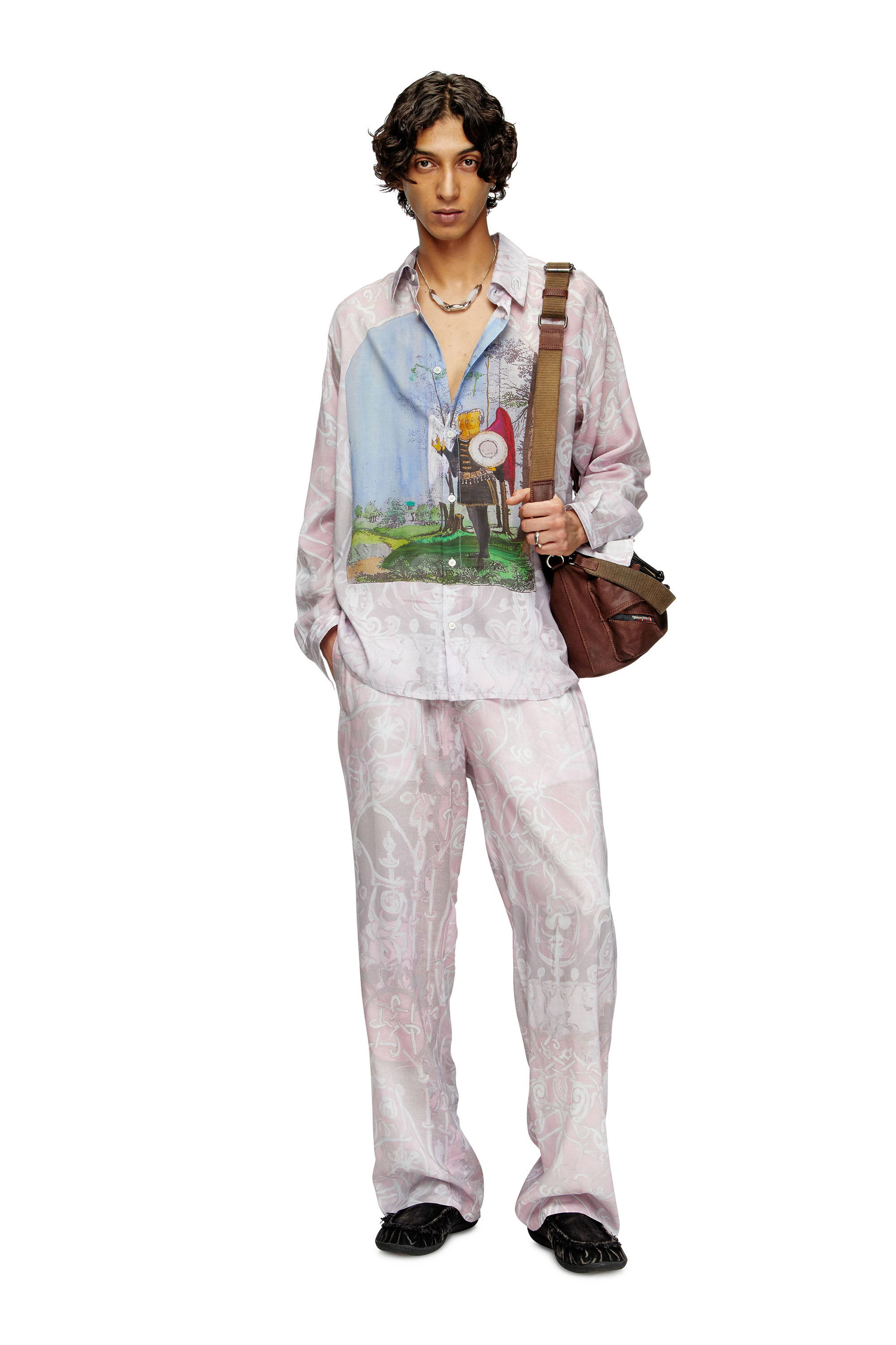 Diesel - P-THECK-A-AJFW, Unisex's Track pants with medieval print in Pink - 3