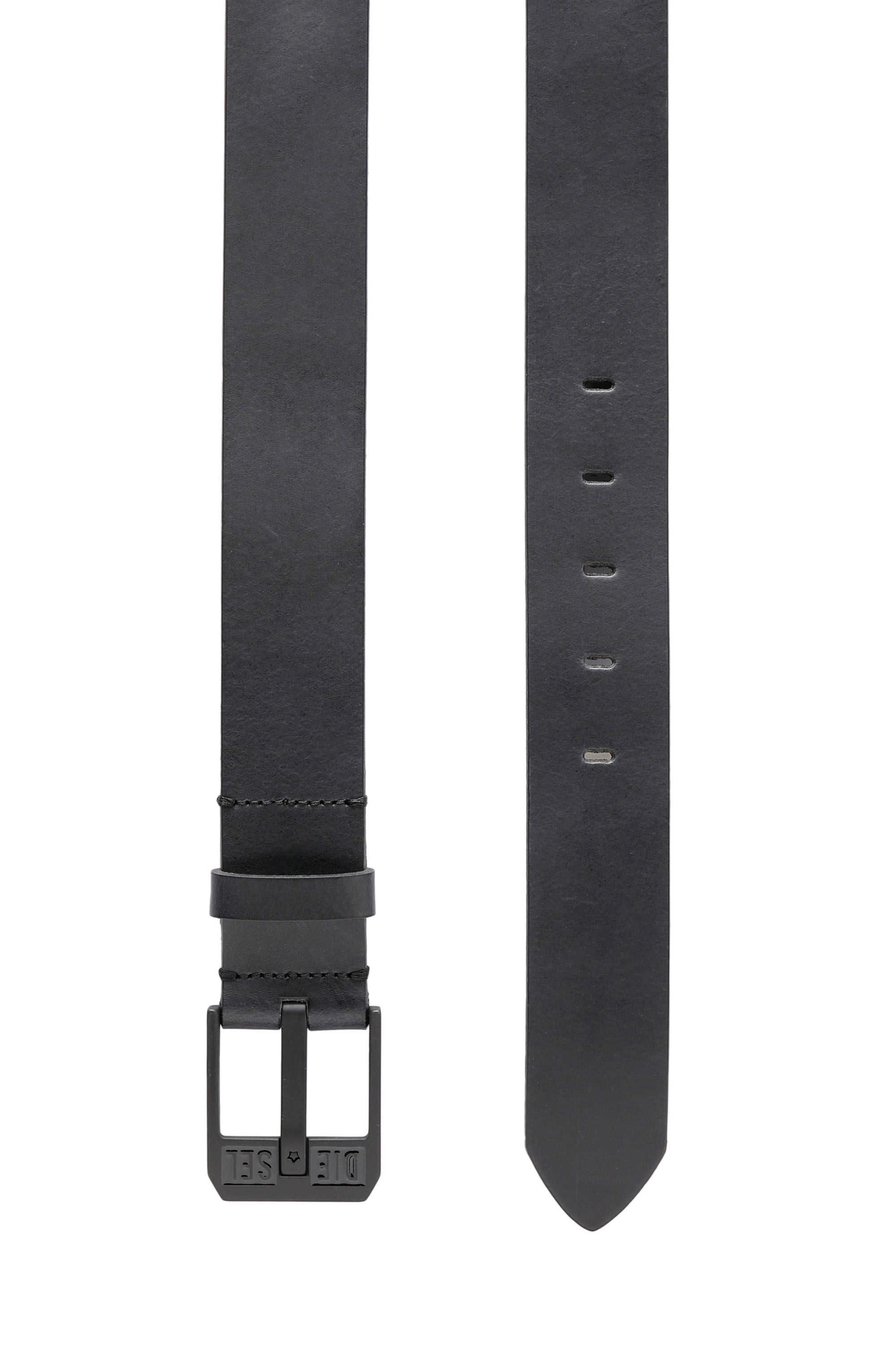 Diesel - BLUESTAR II, Man's 3.9cm leather belt with star logo buckle in Dark grey - 3