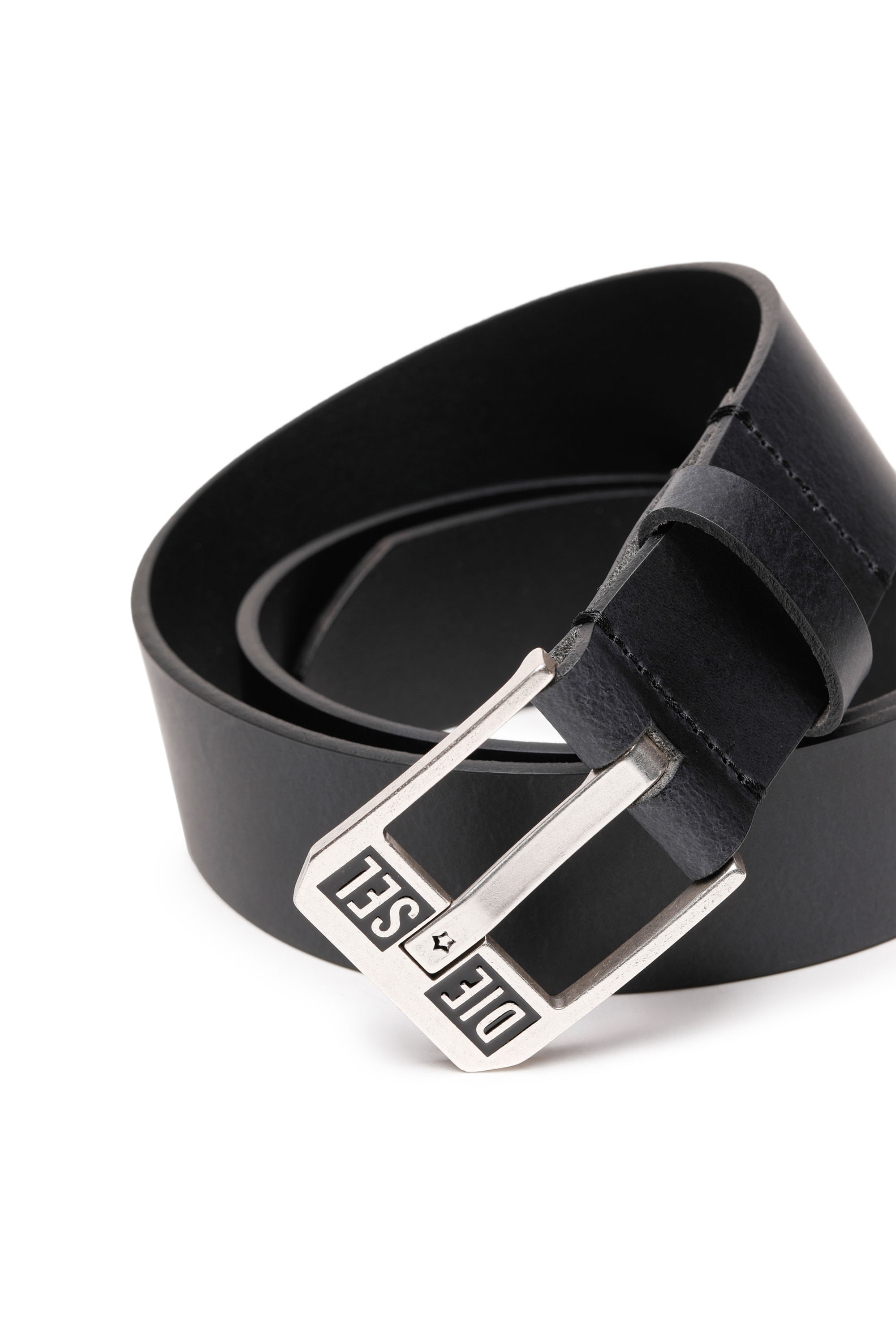 Diesel - BLUESTAR II, Man's 3.9cm leather belt with star logo buckle in Dark Blue - 2