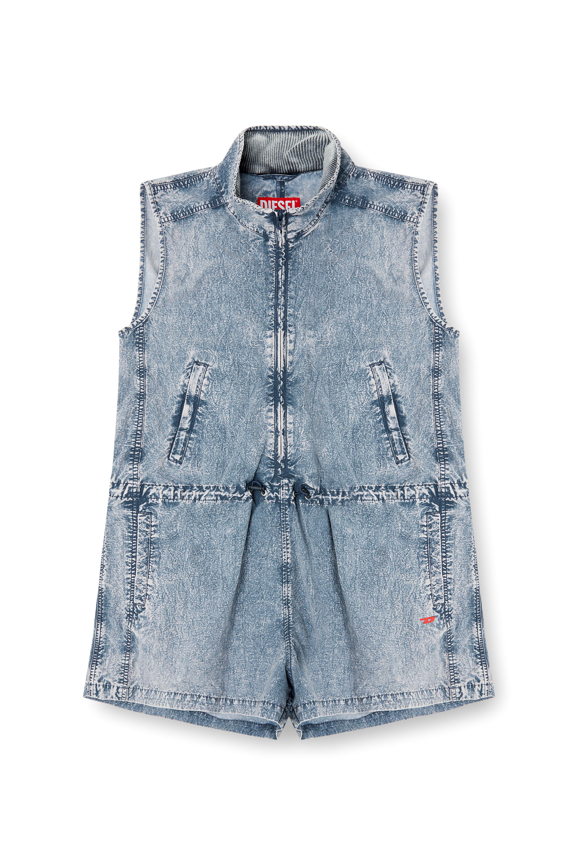 Diesel - J-ANNET, Woman's Playsuit in treated nylon in Light Blue - 3