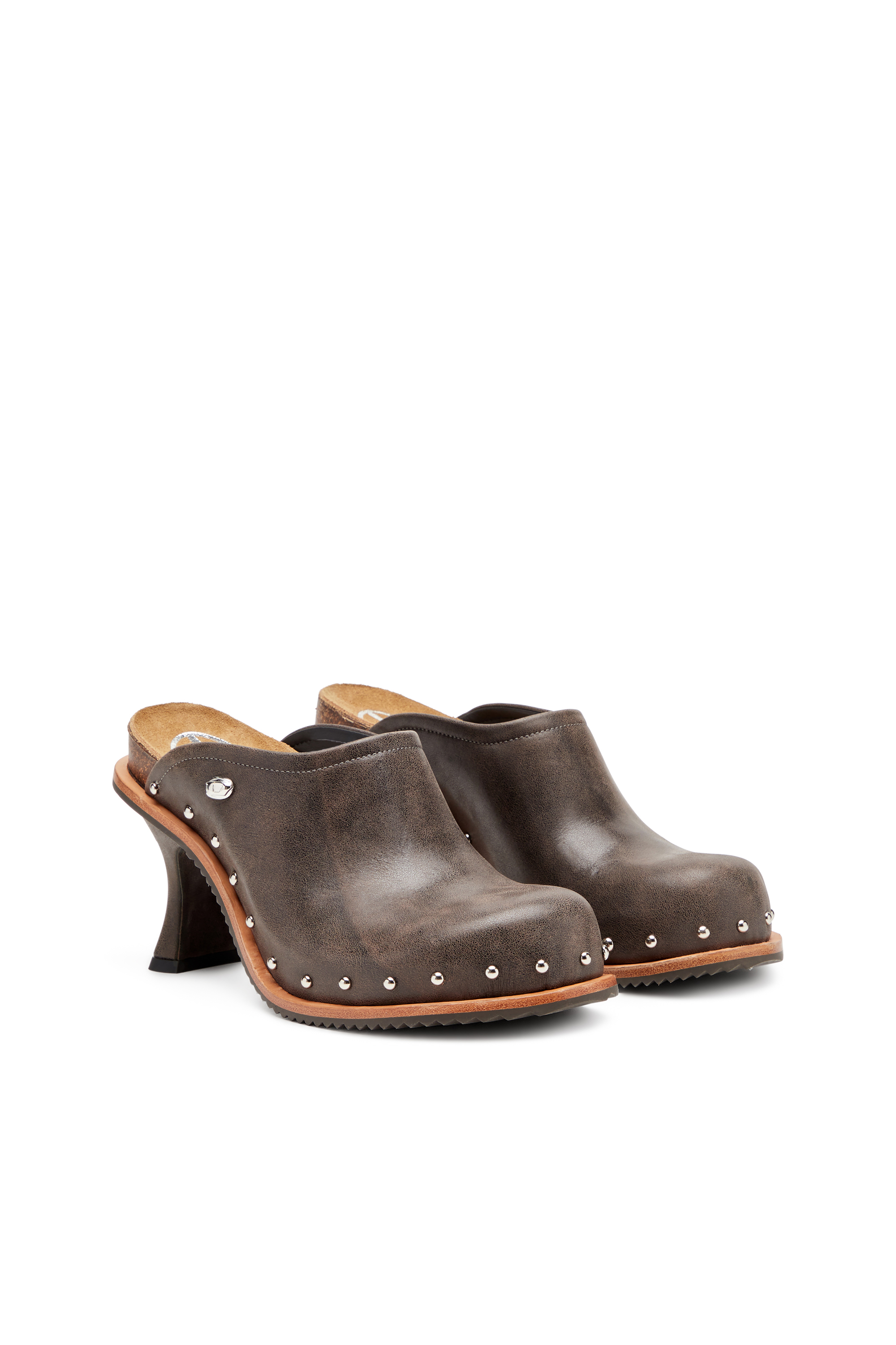Diesel - D-WOODSTOCK ML CLOG W, Woman's D-Woodstock-Studded leather mules in Dark Brown - 3