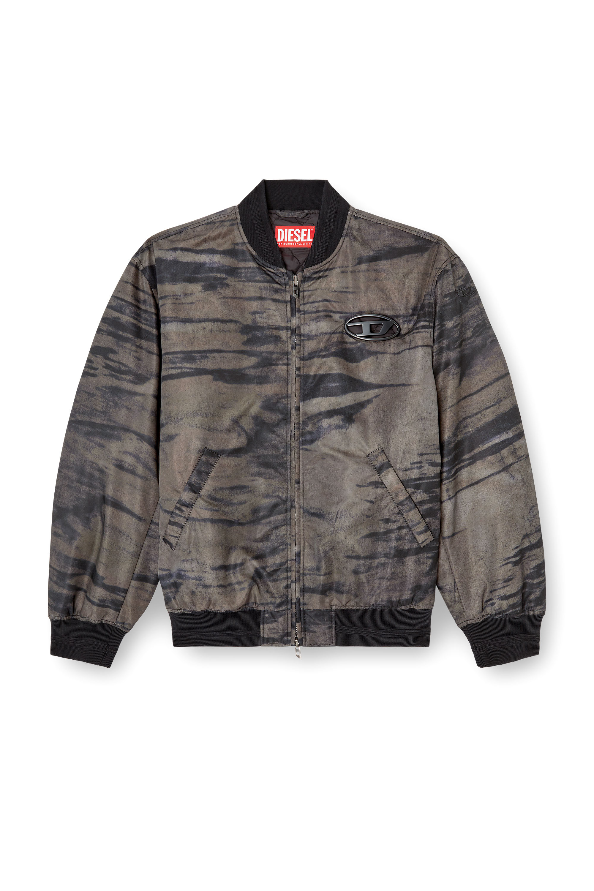 Diesel - J-KEPES-DLBZ, Man's Padded bomber jacket in printed satin in null - 3