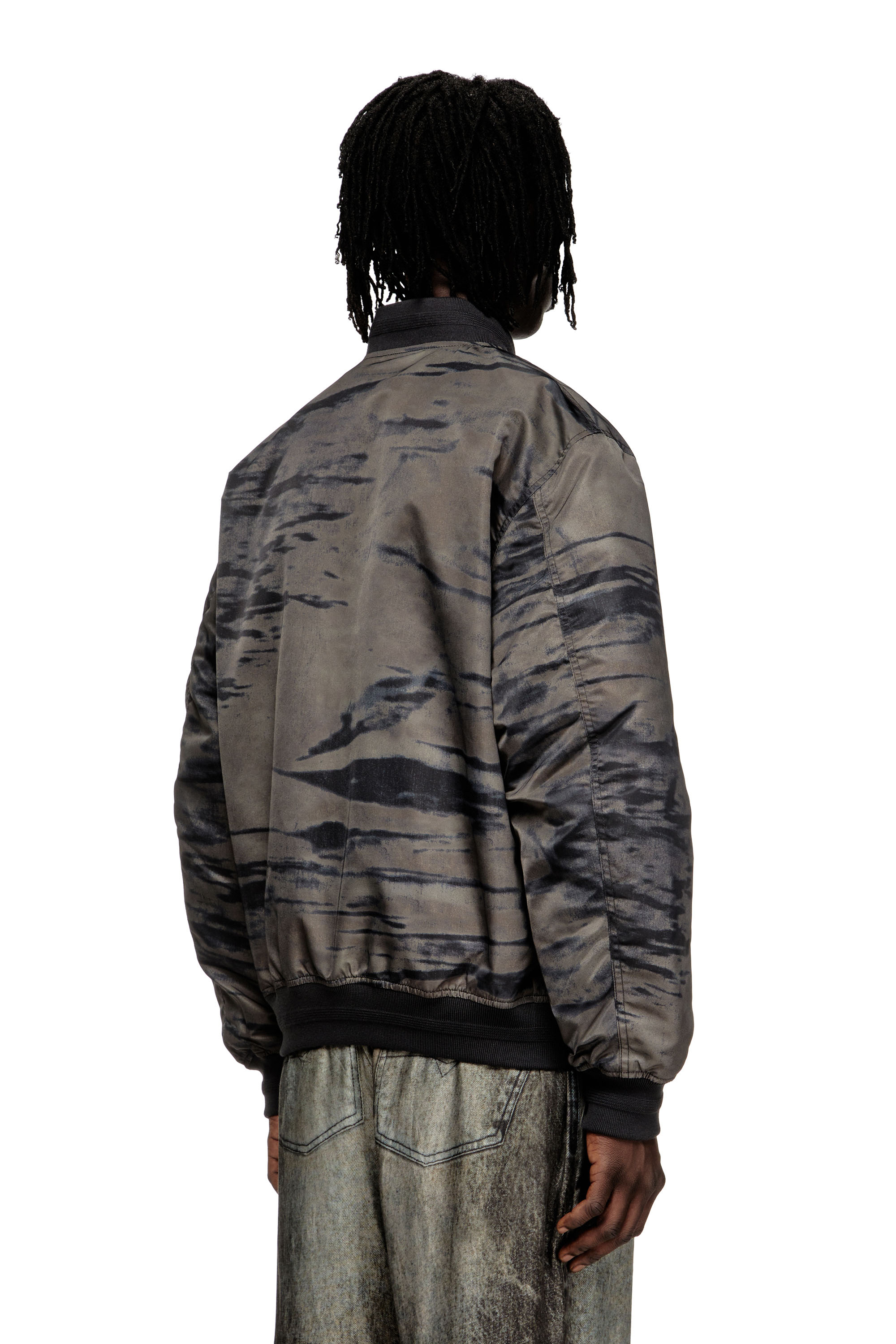 Diesel - J-KEPES-DLBZ, Man's Padded bomber jacket in printed satin in null - 4